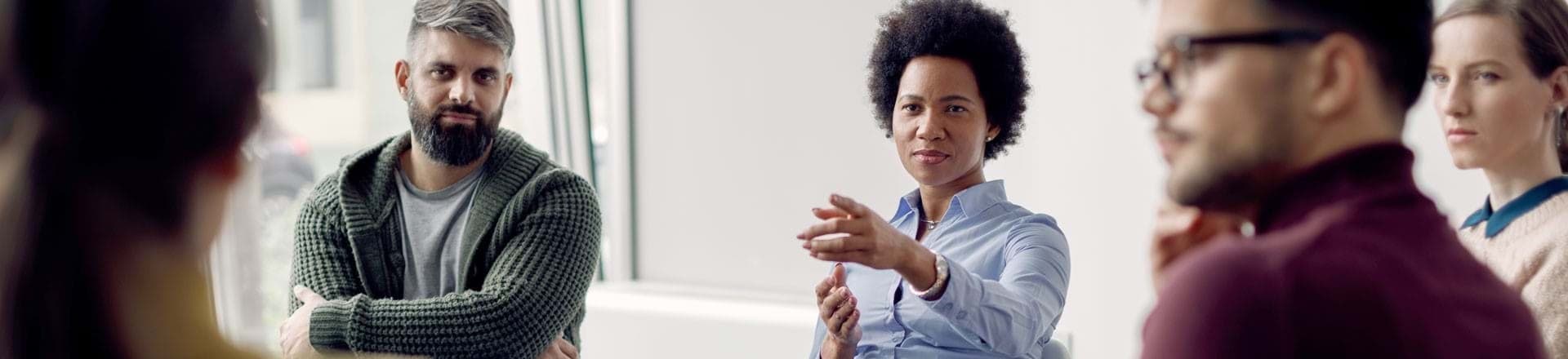 Team collaboration in office environment